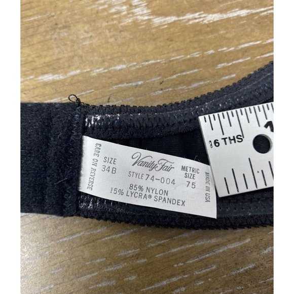 VTG Vanity Fair My Satin Fantasy Second Skin Strapless Bra 34 B Black Underwire‎ - Picture 9 of 11